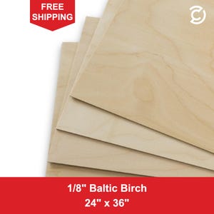 1/8" Baltic Birch Plywood 24" x 36", Thin Laser Safe Plywood, CNC Wood Sheet