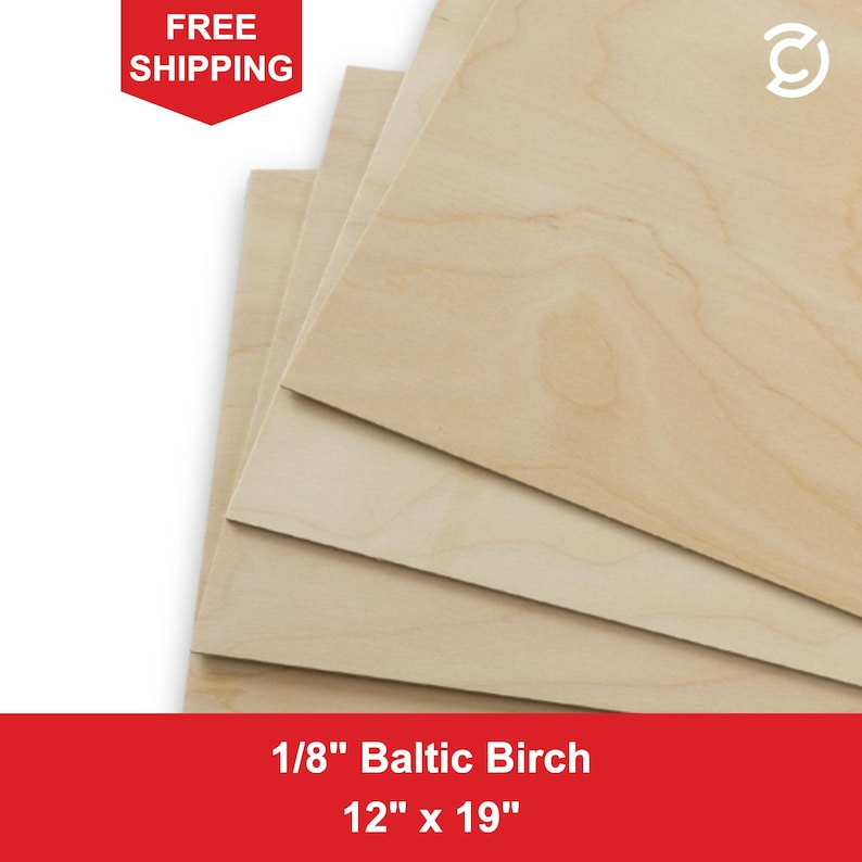 1/8" Baltic Birch Plywood 12" x 19", Thin Laser Safe Plywood, CNC Wood Sheet