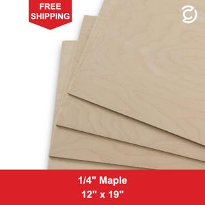 1/4" Maple Plywood 12" x 19", Thin Laser Safe Plywood, CNC Wood Sheet