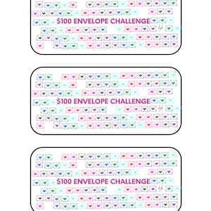 One-Hundred Dollar Budget Envelope Insert Savings Challenge