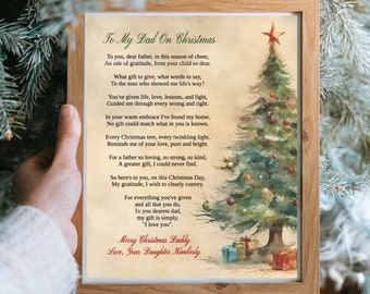 Dad Christmas Poem, Dad Christmas gift from Daughter or Son, Sentimental Keepsake Gift, Gift for Father Stepfather, Holiday Poetry for Dad