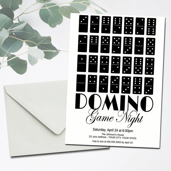 Domino Game Night Invite Template, Printable Editable Dominoes Game Night invitation, Kids Birthday Party Invite, Social Event, EDITABLE