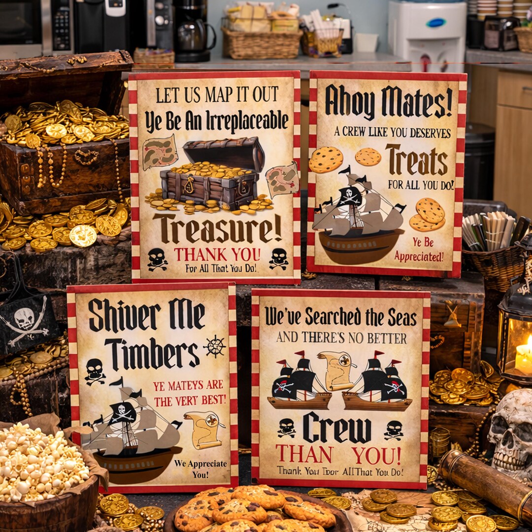 Pirate Theme Staff Teacher Appreciation Week Printable Decor Signs ...