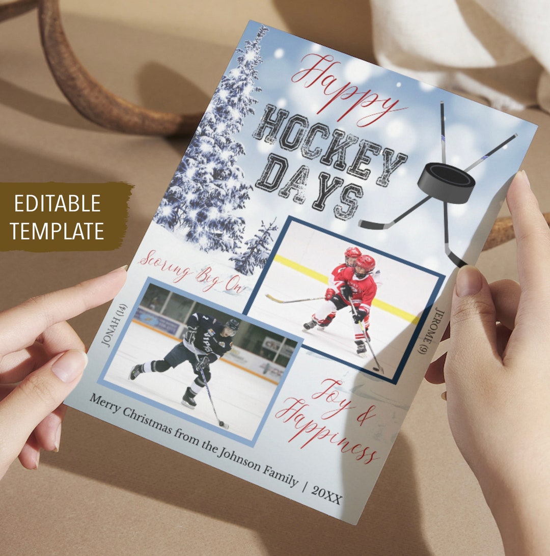 Hockey Christmas Card, Happy Hockey Days, Holiday Greeting Photo Card ...