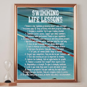Swimming Life Lessons Printable Art, Swim Team Gift, Swimmer Gift, Senior Sports Poster Present Dorm Room Art, Instant Download, PRINTABLE