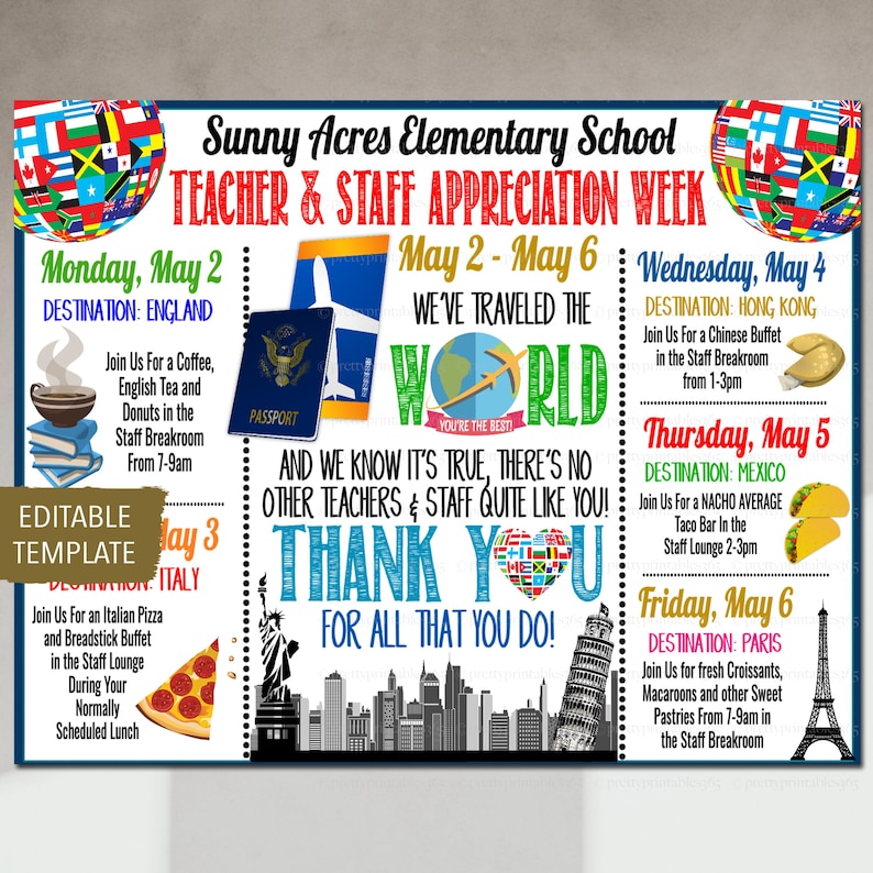 Around the World International Themed Teacher Appreciation Week ...