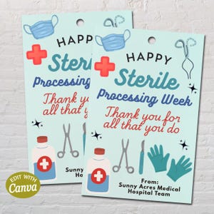 Sterile Processing Week Appreciation Gift Tags, SPD Tech Thank You Gift Idea, Medical Hospital Clinic Sterile Processing Technician Present