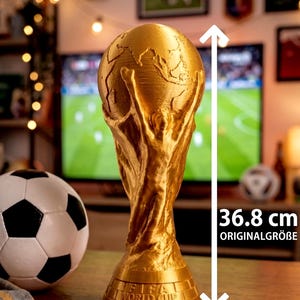 3d printed world cup trophy, soccer lover gift idea, football champion decor, replica fifa style cup, sports display piece, soccer room ornament, handmade trophy decor