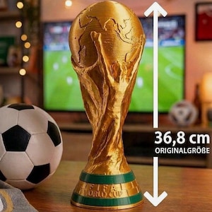 Soccer Trophy Replica, 3D Printed Football Fan Gift for Him, Gold Champion Cup Room Decor