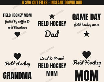 Field Hockey Mom SVG Bundle | 6 Field Hockey Cut Files for Shirts | Game Day Sideline Designs | Cricut Silhouette PNG Instant Download
