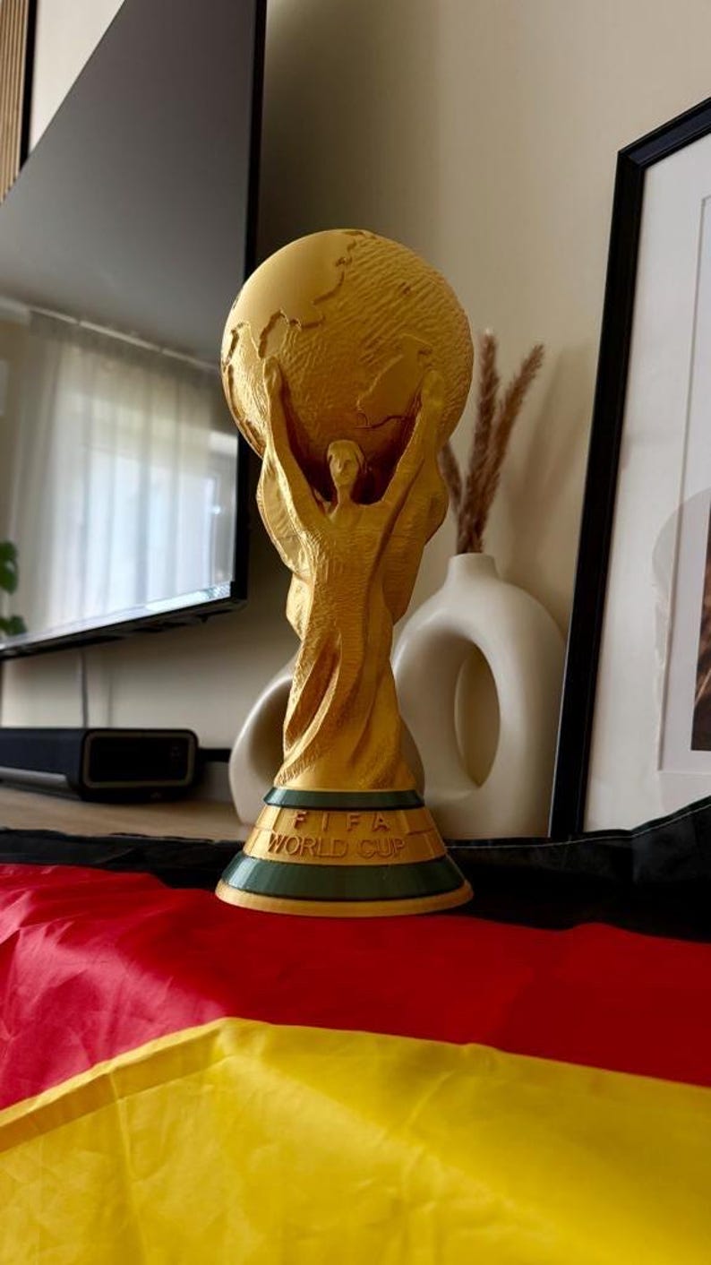 3D Printed Soccer Trophy Replica, Football Fan Gift, World Cup Inspired Decor, Championship Cup Display, Sports Room Decor Yes