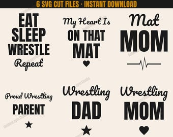 Wrestling Parent SVG Bundle | Wrestling Mom Dad & Mat Mom Cut Files for Shirts | Wrestling Family PNG | Cricut Silhouette Instant Download