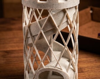 Torre de dados en espiral impresa en 3D, accesorios para D&D, juegos de mesa, regalo para Dungeons and Dragons, lanzador de dados para juegos de rol, regalo para DM, noche de juegos de mesa