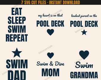 Swim Mom SVG Bundle | Swim & Dive Parent Cut Files for Shirts | Swim Team Mom Dad Grandma | Cricut Silhouette PNG Download
