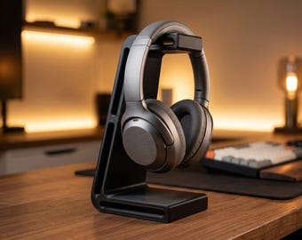 Soporte moderno para auriculares impreso en 3D | Soporte minimalista para auriculares | Organizador de escritorio | Accesorios para configuración de juegos | Regalo para gamers | Decoración de oficina