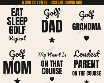Golf Parent SVG Bundle | Golf Mom Dad Grandma Cut Files | Funny Golf Family Shirt Designs for Cricut Silhouette | PNG Instant Download