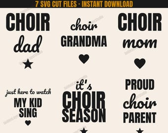 Choir Parent SVG Bundle | Funny Choir Mom Dad Grandma Cut Files for Shirts | Show Choir Season Gift | Cricut Silhouette PNG