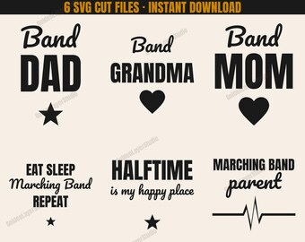 Band Mom SVG Bundle | Marching Band Parent Cut Files for Shirts | Cricut Silhouette PNG