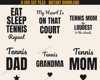 Tennis Parent SVG Bundle | Tennis Mom Dad Grandma Cut Files | Funny Tennis Game Day Shirt Designs | Cricut Silhouette PNG