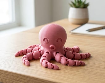 Pulpo articulado impreso en 3D | Juguete antiestrés con forma de pulpo | Decoración de escritorio con temática marina | Juguete sensorial antiestrés para niños y adultos