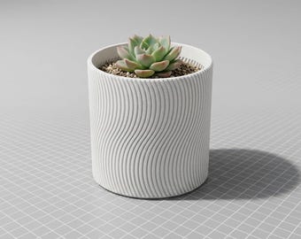 Maceta ondulada impresa en 3D, jarrón geométrico moderno, maceta para suculentas de interior, decoración minimalista para escritorio, soporte para plantas ecológico