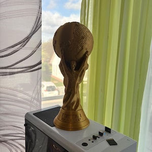 Custom 3D printed World Cup Trophy in gold – personalized football award or tournament prize