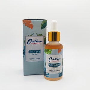 Caribbean Emerald Anti-Aging Serum with Resveratrol, hyaluronic acid and organic plant extracts Natural Firming, wrinkle-Reducing Serum