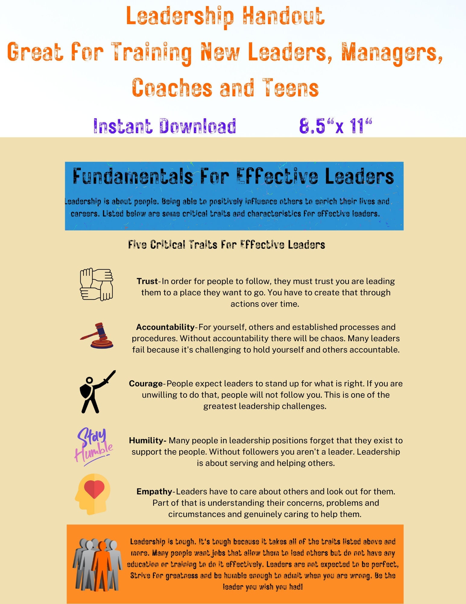 Leadership Handout for Managers and Leaders| Handout for New Leaders ...
