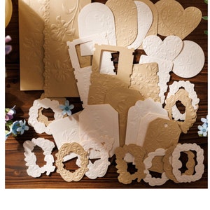40 Stück geprägte und gestanzte Papiere, Junk Journal, Scrapbook, Tagesplaner, Bullet Journal, Kartenherstellung, Papierhandwerk, Hochzeiten, Ephemera