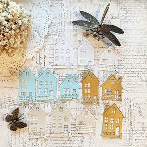 House die cuts, Christmas houses, junk journaling, scrapbooking, bullet journaling, daily planners, card making, paper crafts, ephemera