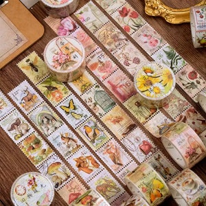 Philatelic stamp series washi tape, junk journals, bullet journals, scrapbooking, paper crafts, stamps, card making, planners, stationery