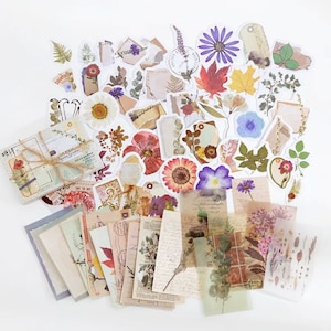 60 teiliges Journal Set, Junk Journal, Bullet Journal, Tagesplaner, Scrapbooking, Papierhandwerk, Aufkleber, Ephemera, Vintage, Hochzeiten