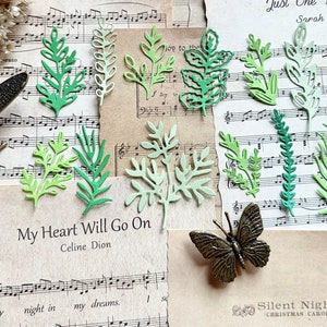 12 Gestanzte Blätter, Junk Journaling, Scrapbooking, Bullet Journaling, Kartenherstellung, Papierhandwerk, Ephemera, Tagesplaner, Schreibwaren, Basteln