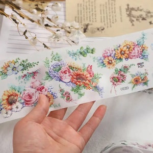 Summer flowers PET tape, junk journaling, bullet journaling, stickers, card making, stationary, paper crafts, scrapbooking