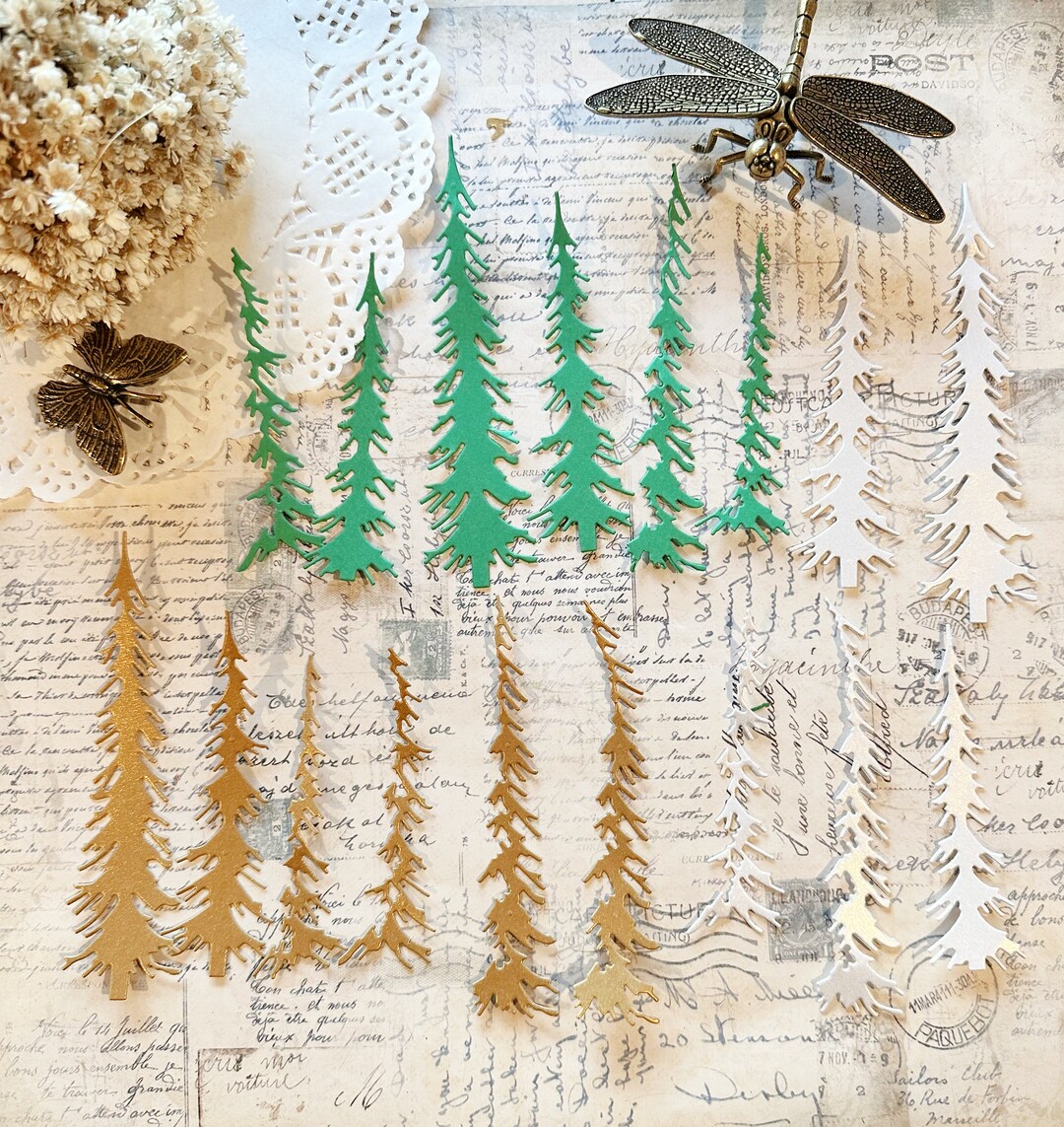 Tree Die Cuts, Christmas Tree Die Cuts, Junk Journals, Bullet Journals