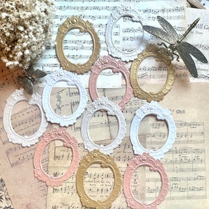 Elegante ovale parelmoer reliëf frame gestanst, ovale gestanst, scrapbooking, junk journal, bullet journal, kaarten maken, planners, papierambachten