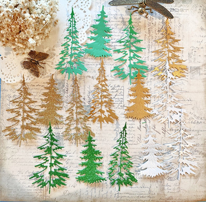 Tree Die Cuts, Christmas Tree Die Cuts, Junk Journals, Bullet Journals