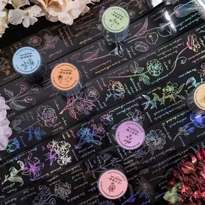 PET (clear) Growth Series Washi Tape, holographic, junk journal, planner, scrapbooking, botanical, washi tape, PET tape, floral, crafting