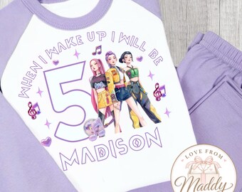 Personalised K-Pop Demon Hunter Birthday Pyjamas | K-Pop Demon Hunters PJs | Demon Hunter Birthday Pyjamas | Personalised Girls Birthday
