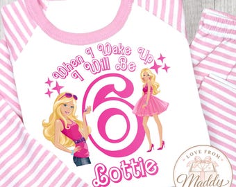 Personalised Girls Barbie Birthday Pyjamas | Custom Name & Age | Pink Birthday PJs | Sleepwear For Her.
