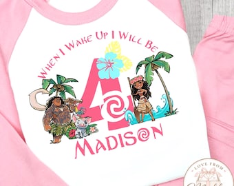 Personalised Disney Moana Birthday Pyjamas | Disney Princess PJs | Disney Birthday Pyjamas | Personalised Girls Birthday Gift | Girls PJs