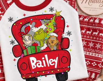 Personalised Grinch Christmas Pyjamas | Grinch Christmas PJs | Grinch Pyjamas | Personalised Kids Christmas Gift | Boys & Girls PJs