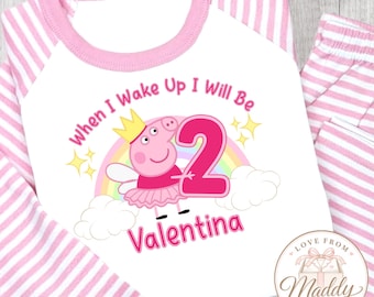 Personalised Girls Peppa Pig Birthday Pyjamas | Peppa Pig Birthday PJs | Personalised Kids Birthday Gift | Girls Birthday Pyjamas