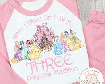 Personalised Disney Princess Birthday Pyjamas | Disney Princess PJs | Princess Birthday Pyjamas | Personalised Girls Birthday Gift