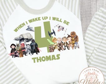 Personalised Star Wars Birthday Pyjamas | Star Wars PJs | Light Side Dark Side Pyjamas | Personalised Kids Birthday Gift | Boys PJs