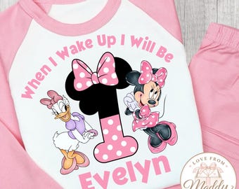 Personalised Minnie Mouse & Daisy Birthday Pyjamas | Minnie Daisy PJs | Disney Birthday Pyjamas | Personalised Girls Birthday Gift
