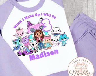 Personalised Gabby’s Dollhouse Birthday Pyjamas | Gabby’s Dollhouse PJs | Gabby Birthday Pyjamas | Personalised Girls Birthday Gift | Girls