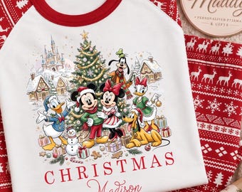 Personalised Disney Christmas Pyjamas | Mickey & Minnie Christmas PJs | Girls Christmas Pyjamas | Personalised Kids Christmas Gift |