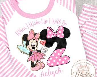 Personalised Minnie Mouse Fairy Birthday Pyjamas | Minnie Mouse PJs | Minnie Birthday Pyjamas | Personalised Girls Birthday Gift | Girls PJs