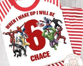 Personalised Marvel Superhero Birthday Pyjamas | Marvel PJs | Superhero Birthday Pyjamas | Personalised Boys Birthday Gift | Boys PJs